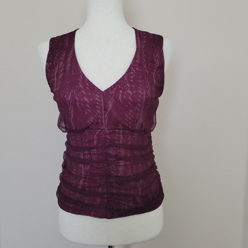 Vtg DKNY Y2K Halter Babydoll Top Size M Petite Whimsigoth Purple Mesh Chiffon
